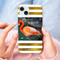 Flamant rose élégant Photo Gold Stripes Dare Citat