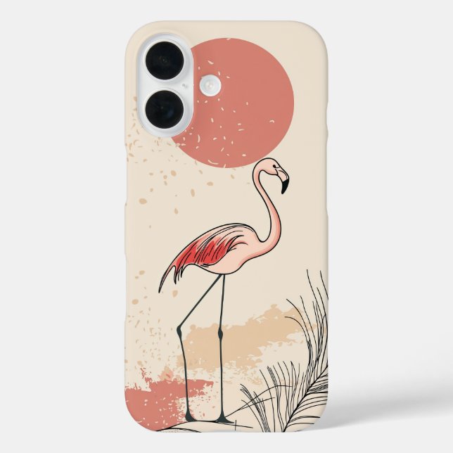Coques Case-Mate iPhone Flamant rose et le soleil rouge (Verso)