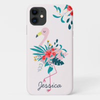 Flamant rose floral tropical mignon