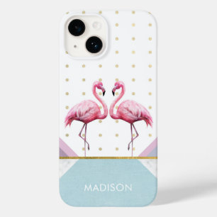Coque Pour iPhone 14 Flamant rose moderne tendance Pink Girly Nom