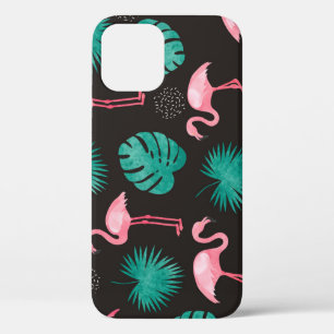 Case-Mate iPhone Case Flamant rose, palmiers feuilles : aquarelle tropic