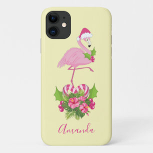 Case-Mate iPhone Case Flamant rose rose à Santa Hat Noël Whimsical