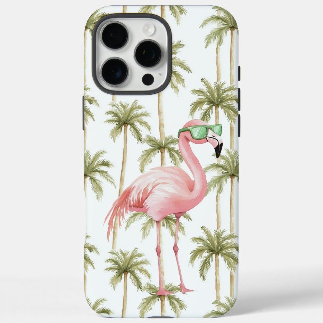 Coques Case-Mate iPhone Flamant rose rose avec lunettes de soleil Palmiers (Verso)