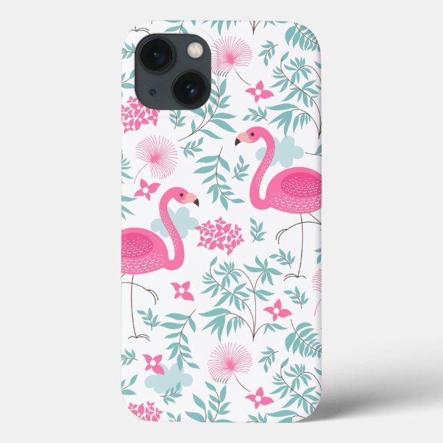 Coques Case-Mate iPhone Flamant rose rose et fleurs tropicales G7 (Verso)