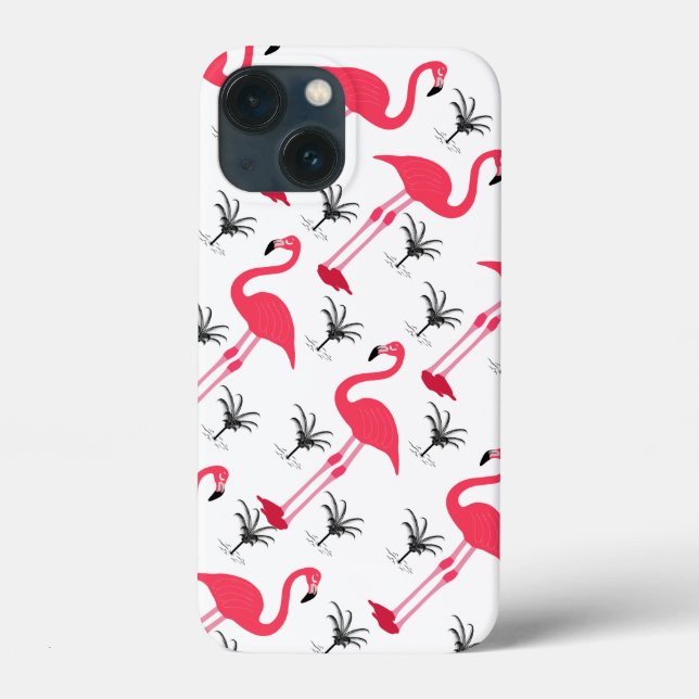 Coques Case-Mate iPhone Flamant rose rose et Motif palmier  (Verso)