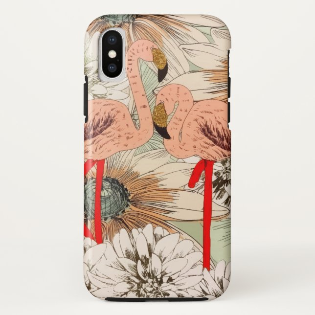 Coques Case-Mate iPhone Flamant rose rose Floral Tropical Feuilles Parties (Dos)