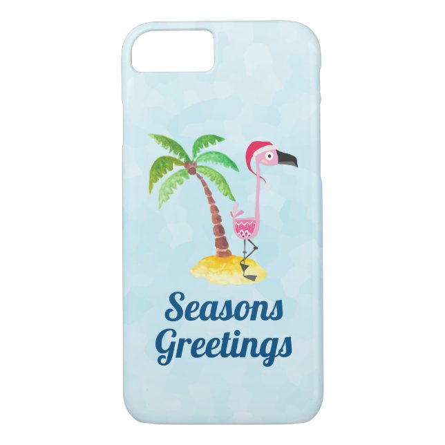 Coques Case-Mate iPhone Flamant rose rose Joyeuses Fêtes à Santa Hat (Dos)