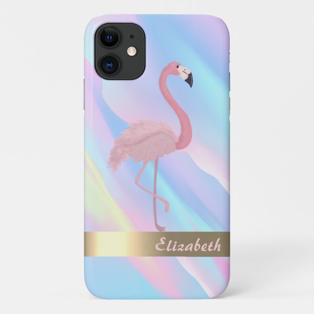 Coques Case-Mate iPhone Flamant rose rose moderne Holographique Abstrait (Dos)