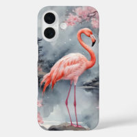 Flamant rose sur couverture d'éclaboussure d'encre