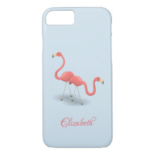 Case-Mate iPhone Case Flamants roses adorables, Bleu - Personnalisé