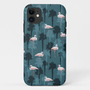 Coque Case-Mate Pour iPhone Flamants roses en pastel sur Teal