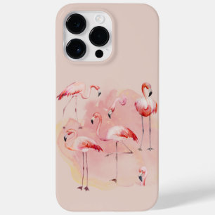 Coque Pour Pour iPhone 14 Pro Max Flamants roses et arrière - plan rose