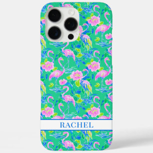 Coques iPhone 16 Pro Max Flamants Roses Monogrammés