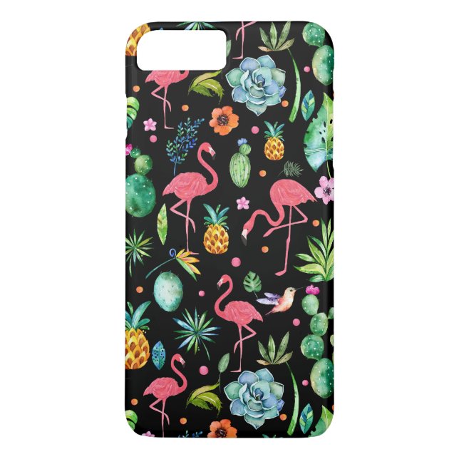 Coques Case-Mate iPhone Flamants roses roses & Fleurs tropicales & Succule (Dos)