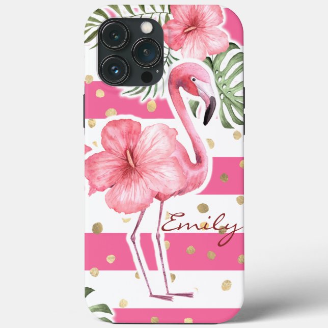 Coques Case-Mate iPhone Flamants roses roses modernes Tropical Floral Pers (Verso)