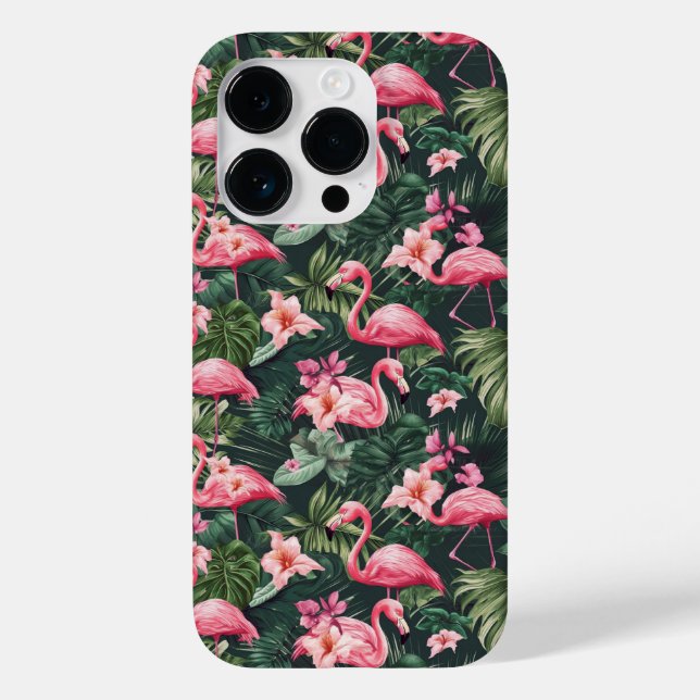 Coques Case-Mate iPhone Flamants roses roses Motif tropical (Verso)