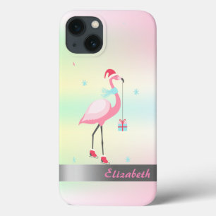 Case-Mate iPhone Case Flamants roses Santa Hat Holographique Iridescente