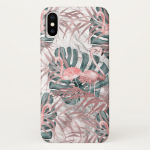 Case-Mate iPhone Case Flamants Roses Tropicaux Feuilles et Marbre Or Ros