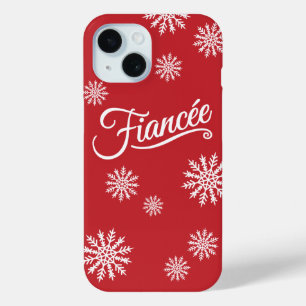 Coque Pour iPhone 15 Flambeau de neige blanc sur rouge