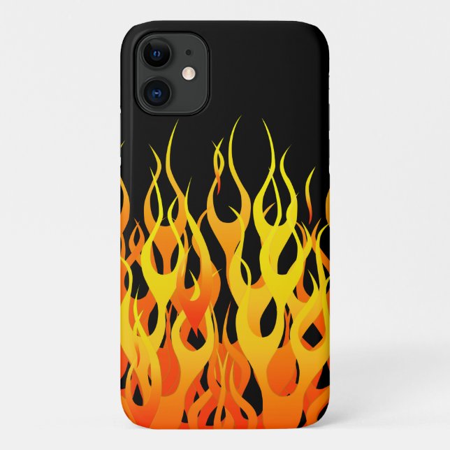 Coques Case-Mate iPhone Flames de course Orange classique en feu (Dos)
