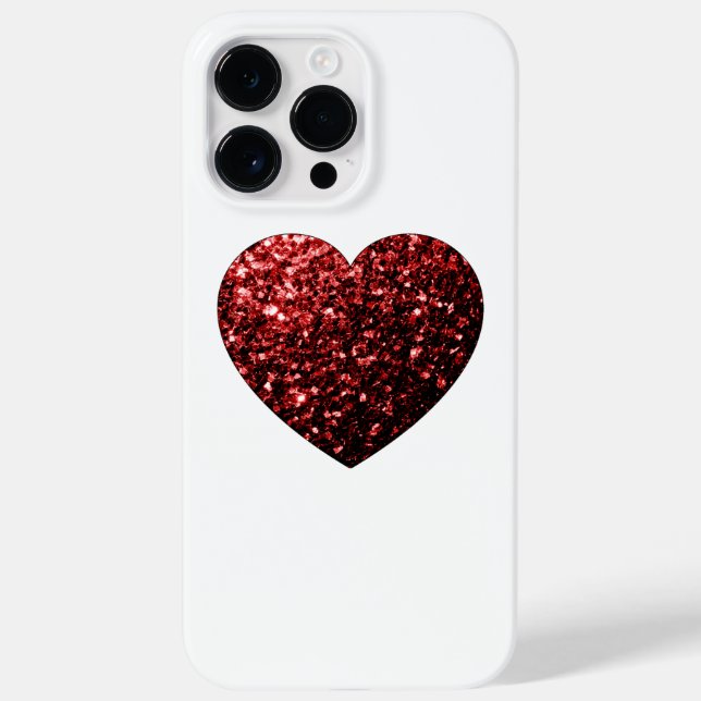 Coques Case-Mate iPhone Flamme de parties scintillant de coeur rouge foncé (Verso)