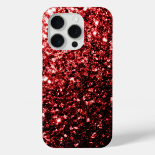 Coque iPhone 15 Pro Flamme de parties scintillant rouge foncé brille