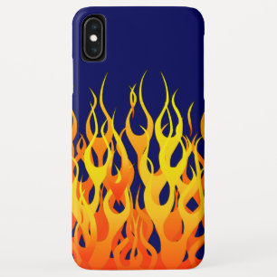 Coque Pour iPhone XS Max Flammes de course classique sur bleu marine