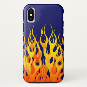Coque Case-Mate Pour iPhone Flammes de course classique sur bleu marine