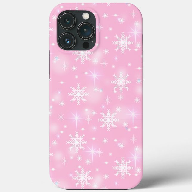 Coques Case-Mate iPhone Flammes de neige Holiday Pink hiver (Verso)