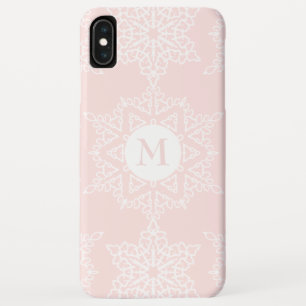 Case-Mate iPhone Case Flammes de neige rose pâle Noël Monogramme de Noël