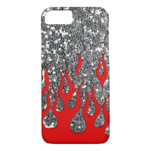 Coque iPhone 8/7 Flammes d'un rouge ardent sur le regard argenté de