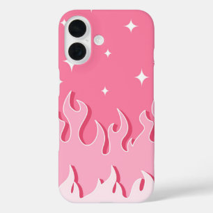 Coque Pour iPhone 16 Flammes roses Starlit - Aesthétique Y2K