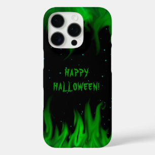 Coques iPhone 16 Pro Flammes vertes dans le ciel étoilé