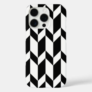 Coques iPhone 16 Pro Flèche Chevron Gras Deux Tons Bleu Noir & Blanc