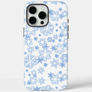 Coques iPhone 16 Pro Max Flèches de neige bleu clair sur blanc