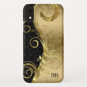 Case-Mate iPhone Case Flèches Gold Black Damask Or