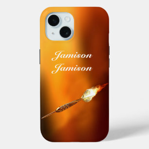 Coque Pour iPhone 15 Fléchettes Fléchette enflammée Fond coloré personn