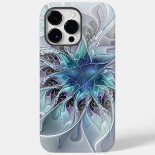 Coque Pour Pour iPhone 14 Pro Max Fleur Abstraite Fractale Moderne Avec Bleu