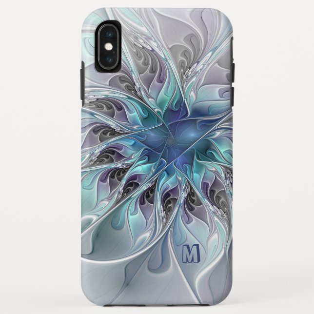 Coques Case-Mate iPhone Fleur Abstraite Fractale Moderne Avec Monogramme B (Dos)