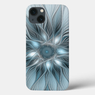 Case-Mate iPhone Case Fleur abstraite joyeuse bleu gris floral fractal