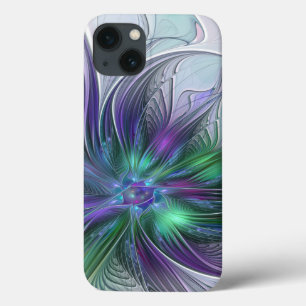 Case-Mate iPhone Case Fleur Abstraite Moderne Art Fractal Vert Violet