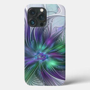 Case-Mate iPhone Case Fleur Abstraite Moderne Art Fractal Vert Violet
