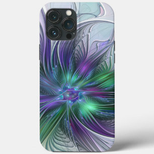 Case-Mate iPhone Case Fleur Abstraite Moderne Art Fractal Vert Violet