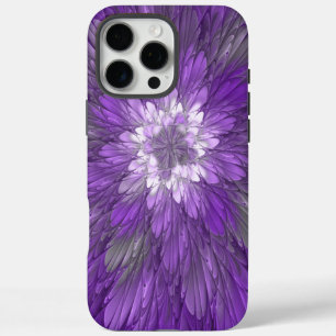 Coques iPhone 16 Pro Max Fleur abstraite violette psychédélique Art fractal