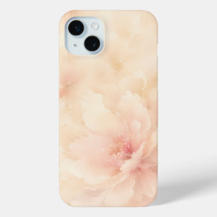 Coque iPhone 15 Mini Fleur aquarelle rose champagne