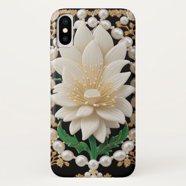 Coques Case-Mate iPhone Fleur Blanche Luxueuse (Dos)