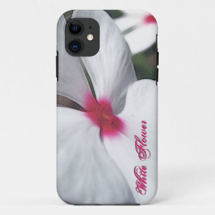 Coque iPhone 11 Fleur blanche peinte avec centre rose