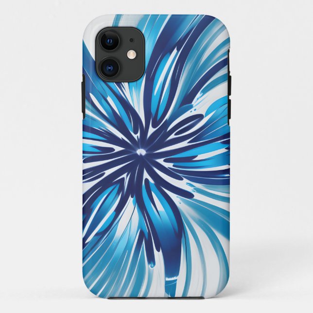 Coques Case-Mate iPhone Fleur bleue Abstraite Art déco (Dos)