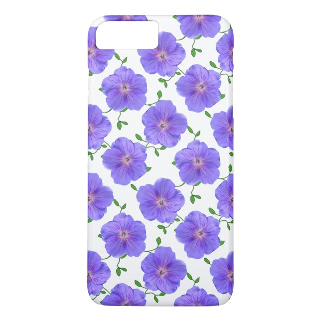 Coques Case-Mate iPhone Fleur bleue de géranium de jardin sur toute (Dos)