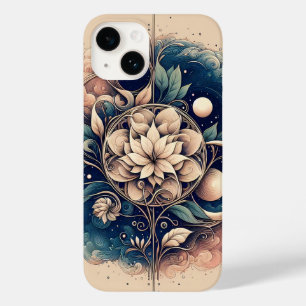 Coque Pour iPhone 14 "Fleur céleste - Art mystique floral de la lune"
